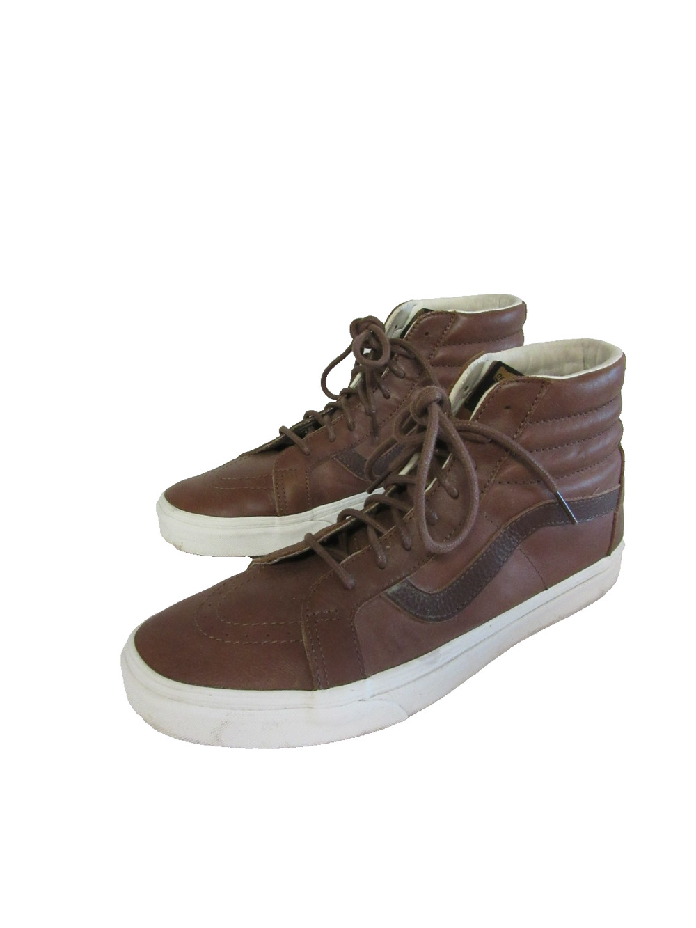 VANS Off the Wall Brown Leather 10 High Top Lace Up Skateboarding Shoes